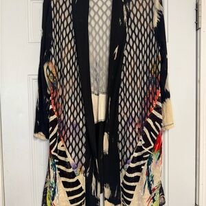 Black and Cream A-line Cardigan Top